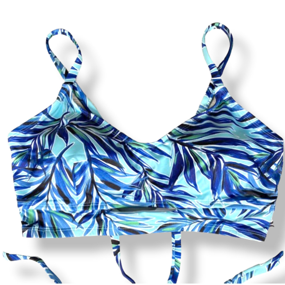 Hurley Blue Leaf Print Women's Swim Two Piece - Picture 7 of 10